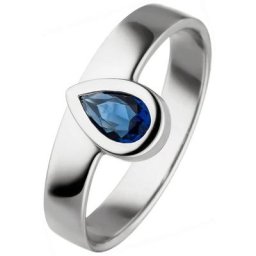 JOBO Fingerring, 925 Silber mit Glasstein-Tropfen blau