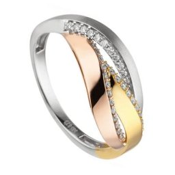 JOBO Fingerring Tricolor-Ring mit 36 Diamanten, 585 Gold
