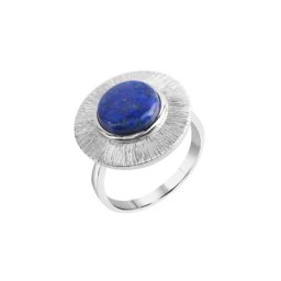 Zeeme Fingerring 925 Sterling Silber rhodiniert Lapis
