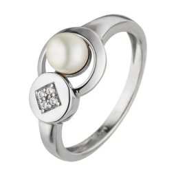 JOBO Perlenring, 925 Silber mit Perle und Zirkonia
