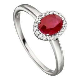 JOBO Fingerring Ring mit Rubin und 20 Diamanten, 585 Weißgold