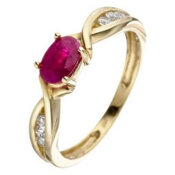 JOBO Goldring, 333 Gold mit Rubin und Zirkonia