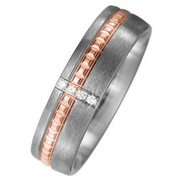 JOBO Diamantring, Titan matt mit 750 Roségold mit 4 Diamanten