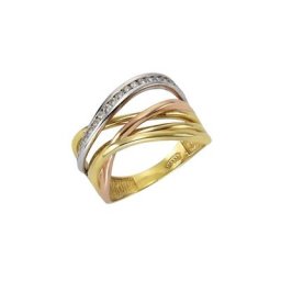 Fascination by Ellen K. Fingerring 333 Gold 3-farbig Zirkonia weiß