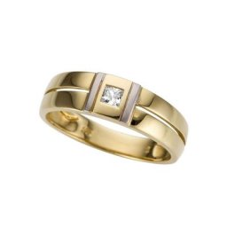 Firetti Goldring bicolor, glanz, rhodiniert, massiv, teilweise mehrreihig, quadratisch, mit Zirkonia