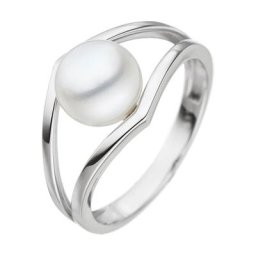 JOBO Perlenring, 585 Weißgold mit Süßwasser-Zuchtperle