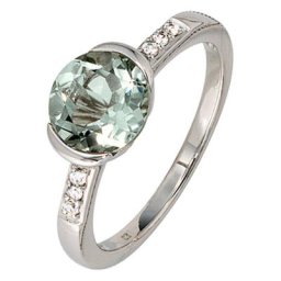 JOBO Diamantring, 585 Weißgold mit Amethyst und 6 Diamanten