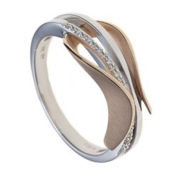 JOBO Diamantring Ring mit 9 Diamanten, 585 Gold bicolor