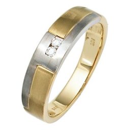 JOBO Diamantring, 585 Gelbgold Weißgold mit 2 Diamanten