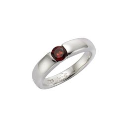 Jamelli Fingerring 925 Silber rhodiniert mit Granat