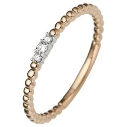 JOBO Diamantring, schmal 585 Gold bicolor mit 3 Diamanten