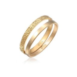 Elli Premium Ring-Set Bandring Basic Gehämmert (Set 2-tlg) 375 Gelbgold
