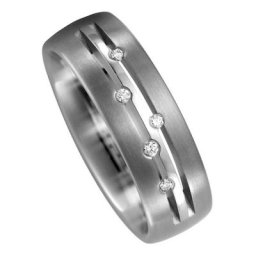 JOBO Fingerring Ring mit 5 Diamanten, Titan