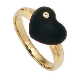 JOBO Fingerring Ring mit Onyx und Diamant, 585 Gold