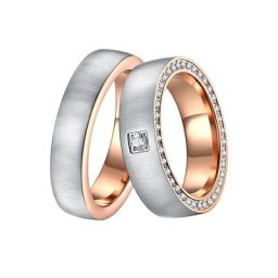 DOOSTI Trauring ST-089-D, ST-089-H, BICOLOR, Made in Germany - wahlweise mit oder ohne Zirkonia