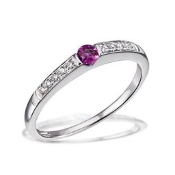 goldmaid Goldring, 585/- Weißgold 1 Rubin 10 Brillanten 0,10 ct. SI/H