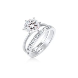 Elli Solitärring Kristalle Eternity (2 tlg) 925 Silber