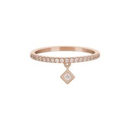 CAÏ Fingerring 925 Silber rosévergoldet mit Anhänger Raute Zirkonia