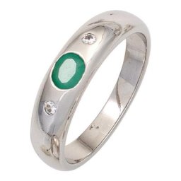 JOBO Silberring, 925 Silber mit Smaragd und Zirkonia