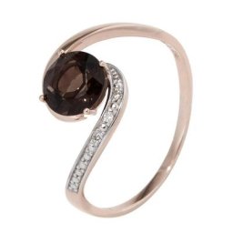JOBO Fingerring Ring mit Rauchquarz und 3 Diamanten, 585 Roségold bicolor