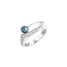 Zeeme Fingerring 925 Sterling Silber Perle & Zirkonia