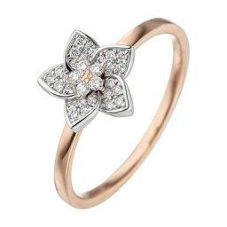 JOBO Diamantring Blume, 585 Gold bicolor mit 30 Diamanten
