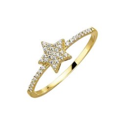 Fascination by Ellen K. Fingerring 375 Gold Stern Zirkonia weiß