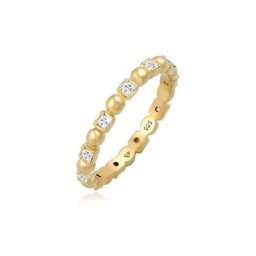 Elli Fingerring Bandring Kugel Zirkonia Viereck 925 Silber