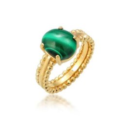 Elli Premium Fingerring Cocktailring Malachit Edelstein Elegant 925 Silber
