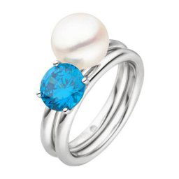 Adriana Ring-Set R121 - 52, R121 - 54, R121 - 56, R121 - 58, R121-60 (Set, 2-tlg), mit Zirkonia und Süßwasserzuchtperle, Made in Germany