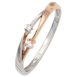 JOBO Diamantring, 585 Gold bicolor mit 2 Diamanten