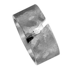 JOBO Partnerring Breiter Ring mit Diamant 0,05 ct., Titan