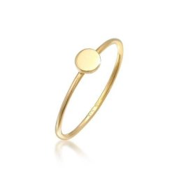 Elli Premium Fingerring Plättchen Runde Form Statement 375 Gelbgold