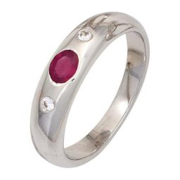 JOBO Silberring, 925 Silber mit Rubin und Zirkonia