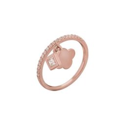 CAÏ Fingerring 925 Silber rosévergoldet mit Anhängern Kleeblatt Zirkonia