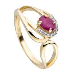 JOBO Fingerring Ring mit Rubin und Zirkonia, 333 Gold