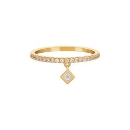 CAÏ Fingerring 925 Silber vergoldet mit Anhänger Raute Zirkonia