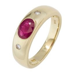 JOBO Diamantring, 585 Gold mit Rubin und 2 Diamanten