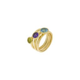 Zeeme Fingerring 925/- Sterling Silber Blautopas Peridot Amethist