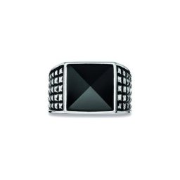 CAÏ Fingerring 925/- Sterling Silber rhodiniert poliert Onyx