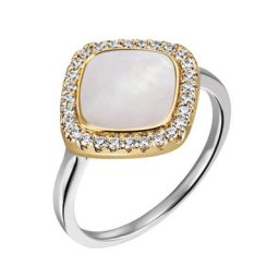 Firetti Fingerring quadratische Form, bicolor, mit Perlmutt und Zirkonia