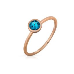 Orolino Fingerring 585/- Gold rot Blautopas rund