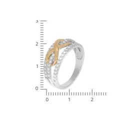 Zeeme Fingerring 925/- Sterling Silber 2-farbig Zirkonia