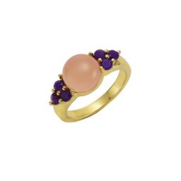 Jamelli Fingerring 925 Silber Calcedon Amethyst