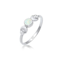 Elli Fingerring Vintage Design Halbmond Opal Zirkonia 925er Silber