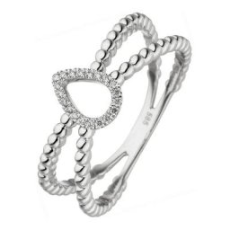 JOBO Fingerring Tropfen, 585 Weißgold mit 20 Diamanten