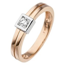 JOBO Goldring, 375 Roségold bicolor mit Zirkonia