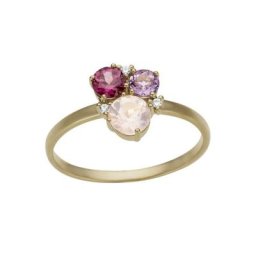 Firetti Goldring, mit Amethyst, Rhodolit, Rosenquarz und Brillanten
