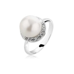 Nenalina Perlenring Muschelkern-Perle Kristalle 925 Silber