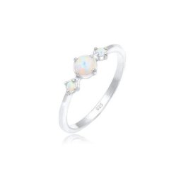 Elli Fingerring Opal Rund Trio Vintage 925er Silber